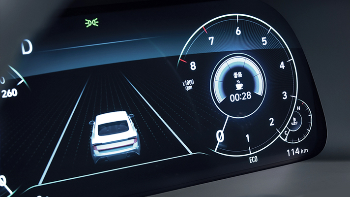 운전자 상태 경고 시스템이 적용된 계기판