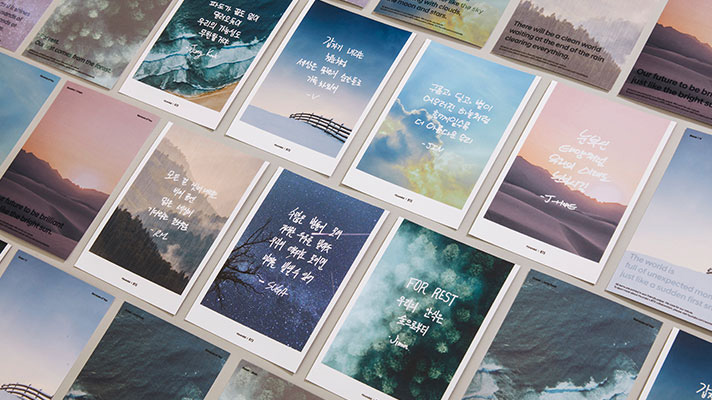 Postcards BTS wrote messages about nature