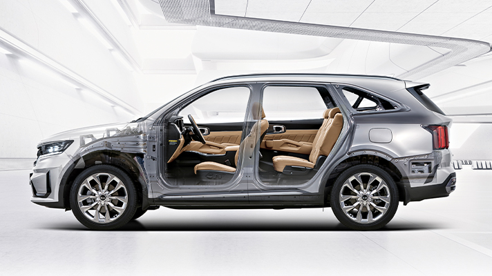 4세대 쏘렌토의 다중골격 구조 차체 측면