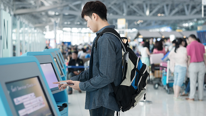 Kiosk user at airport