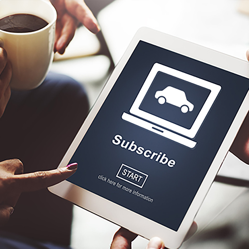 Subscribe car on tablet