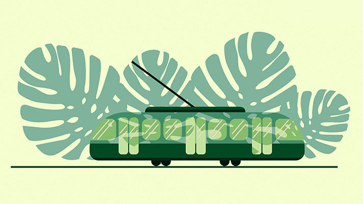 Eco public transportation illustration