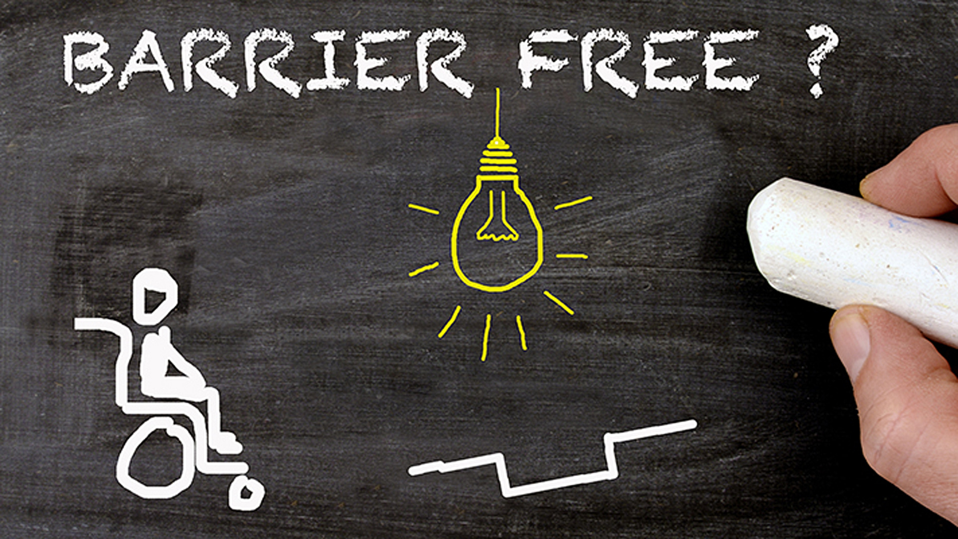 분필로 그린 휠체어에 앉은 사람의 모습