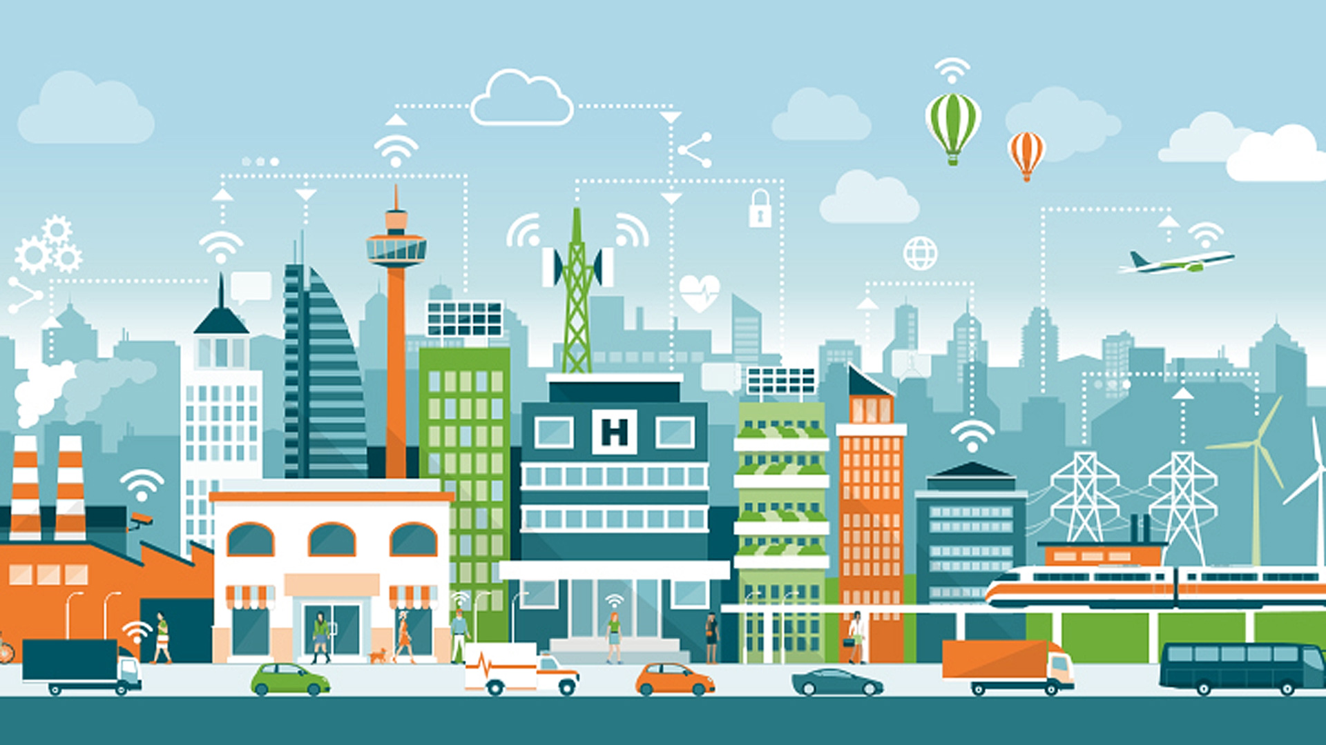 스마트 시티를 표현한 일러스트