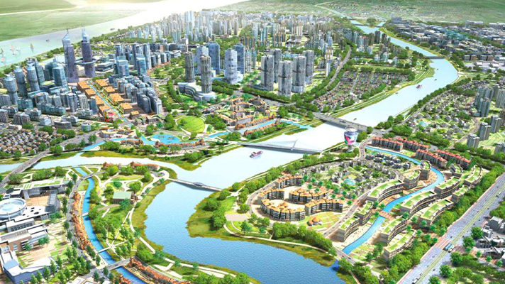 글로벌 스마트 시티를 재현한 일러스트