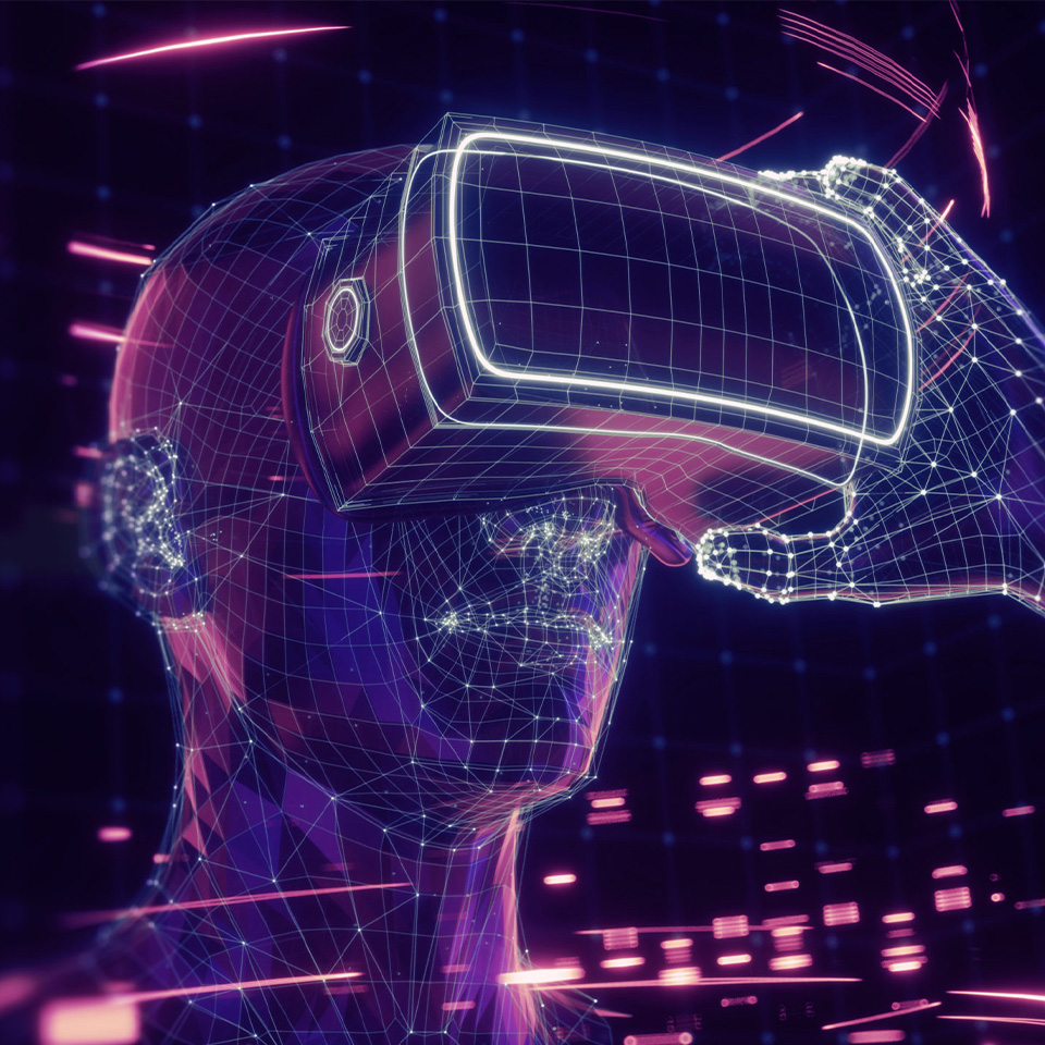 가상현실을 즐기는 일러스트