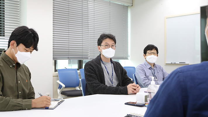 Team members having a meeting