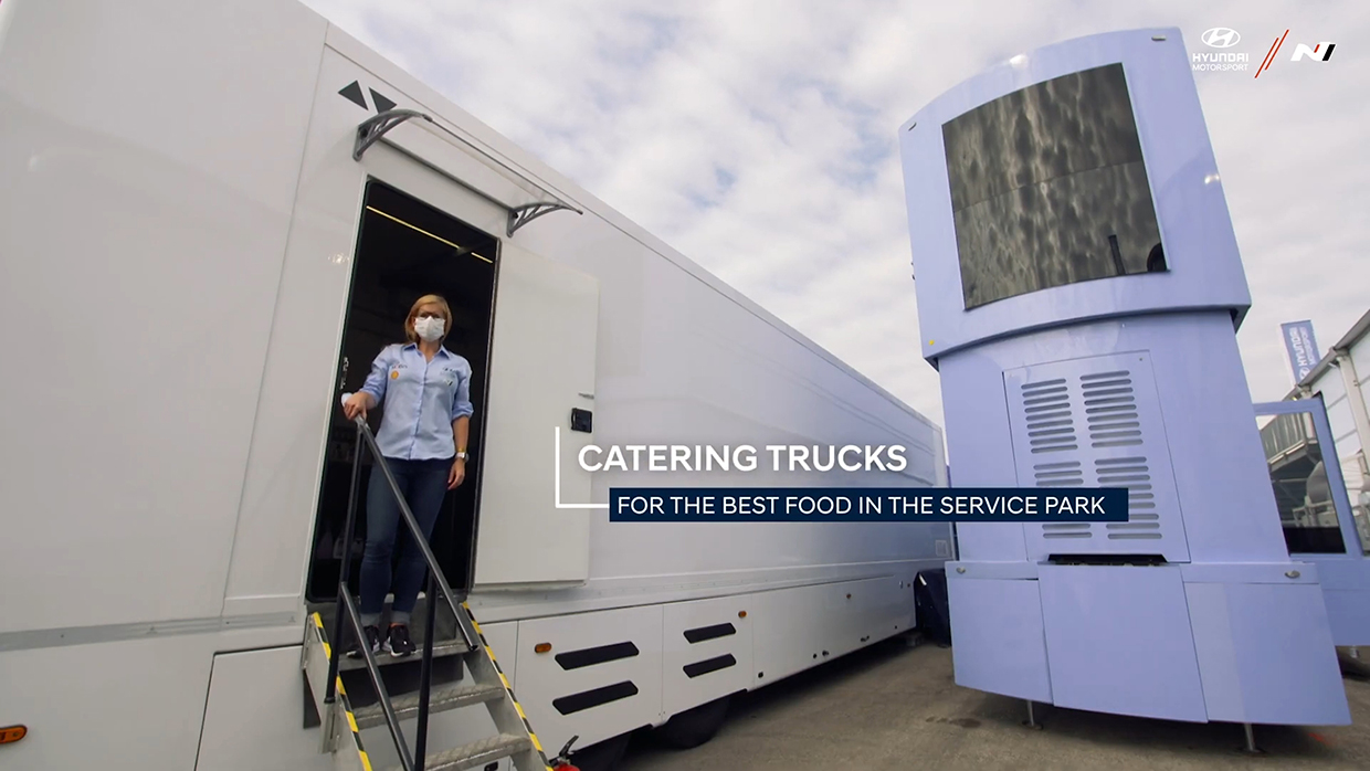 Mieke Vercammen standing in front of catering truck door