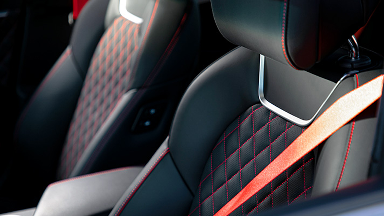 Image of Genesis G70 seat design with red stitch