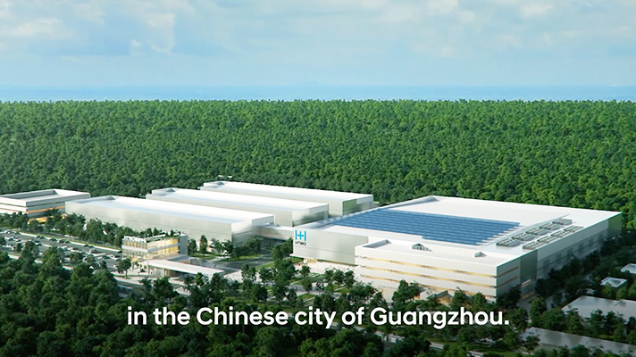 View of Guangzhou hydrogen fuel cell system production plant