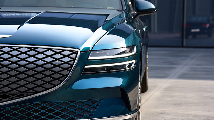 라디에이터 그릴이 포커스된 제네시스 G80