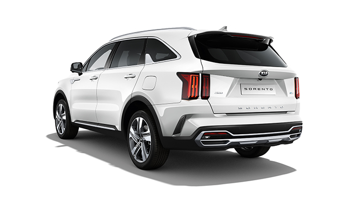 기아 흰색 쏘렌토 후면 앵글 뷰