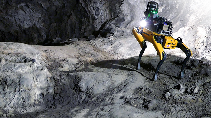 NASA Boston Dynamics Au-Spot exploring underground cave