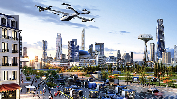 미래 모빌리티 사회를 표현한 조감도