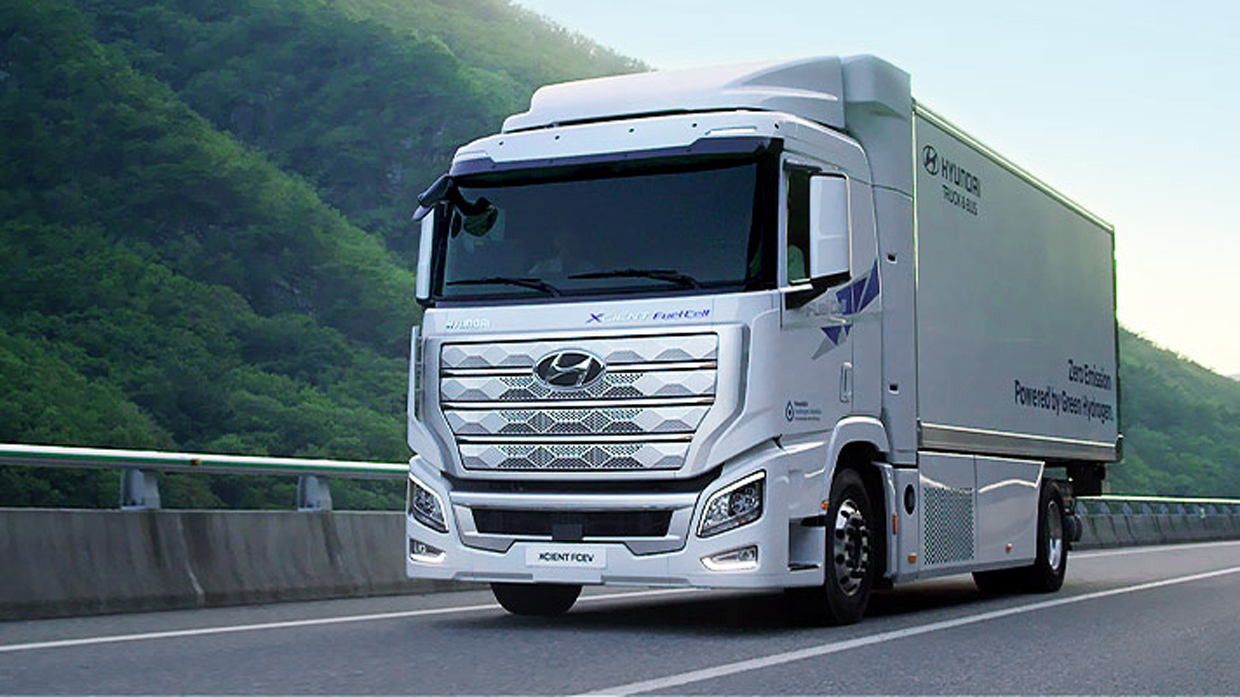 Hyundai FCEV XCIENT Fuel Cell driving on road