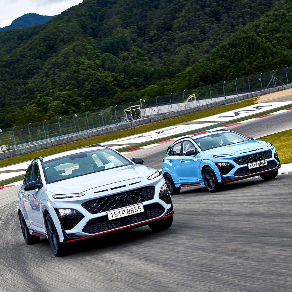 Hyundai Kona N running on a track