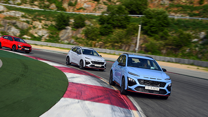 Hyundai Kona N running on a track