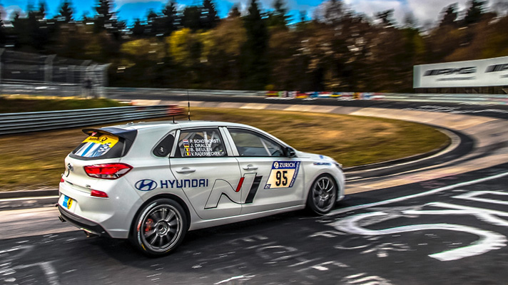 Hyundai i20 N test driving on track