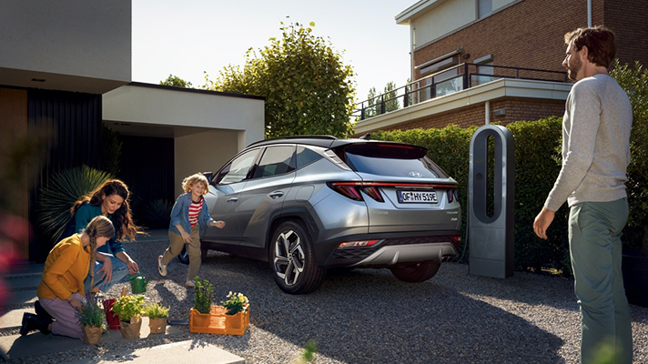 Tucson PHEV charging in the home yard