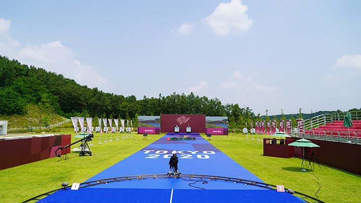 View of the archery practice range in Jincheon Athletes Village