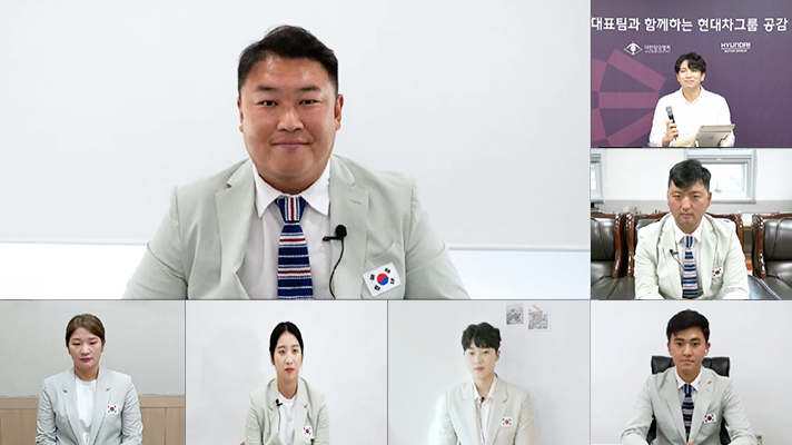Korean National Archery Team and Oh Jin-hyuk during video interview