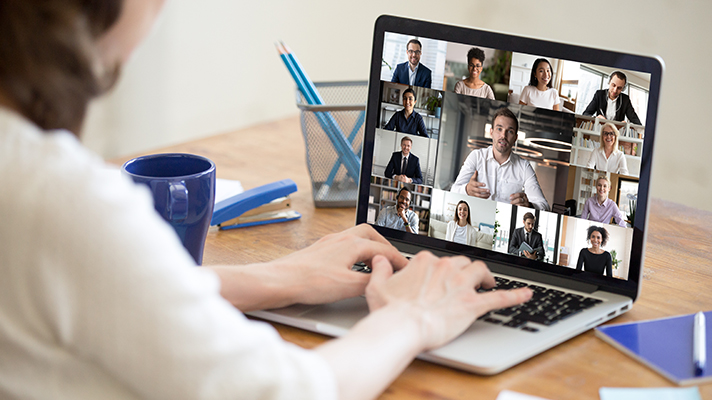 Video meeting while sitting in the living room