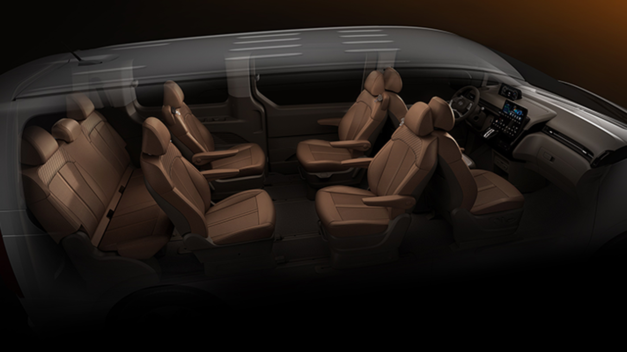 9인 좌석이 한눈에 보이는 현대자동차 스타리아 모습