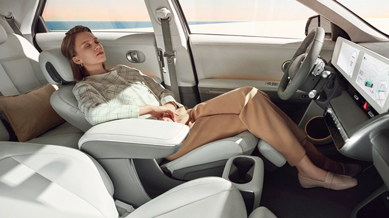 Resting with the driver seat reclined for the Hyundai IONIQ 5