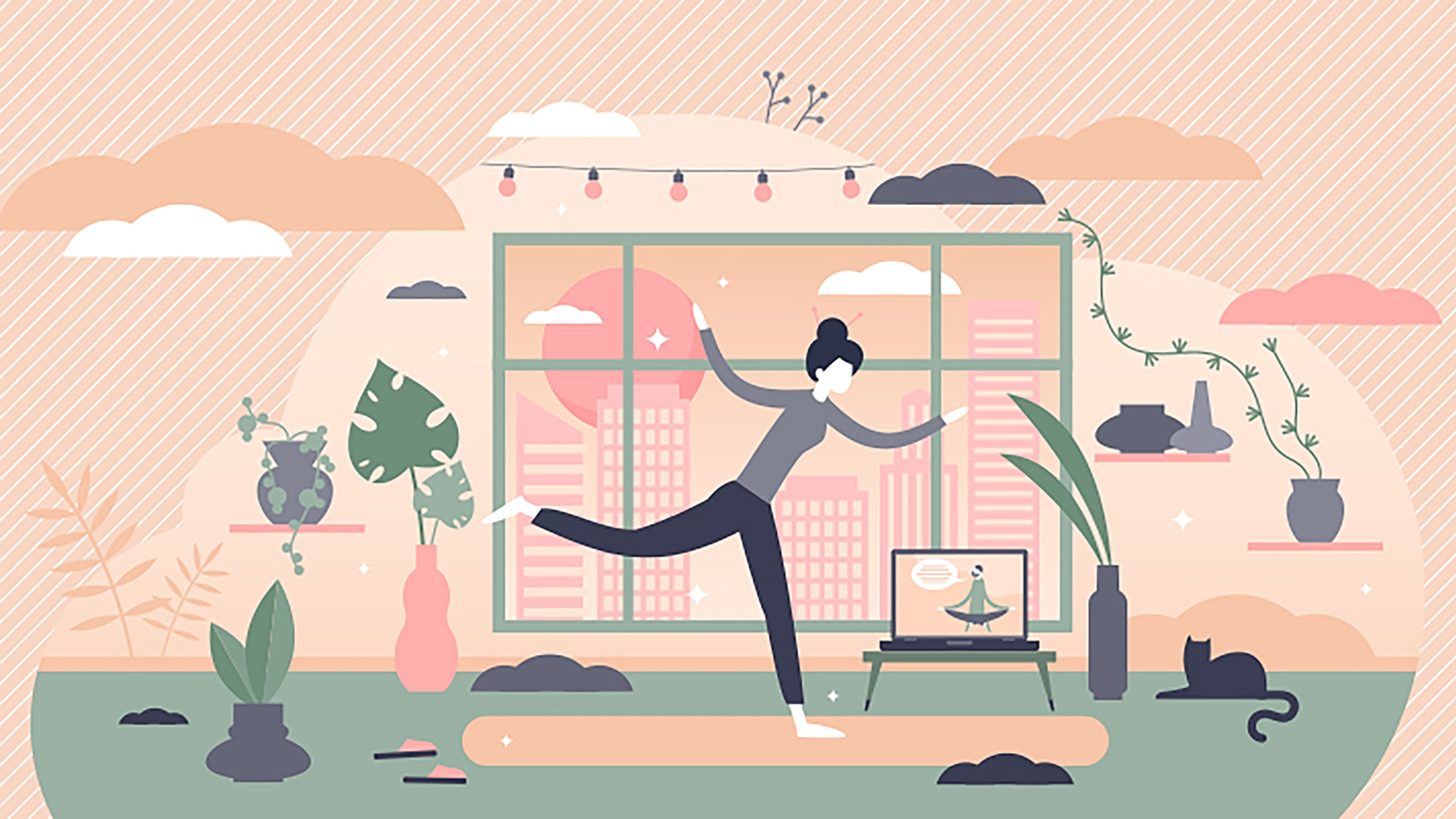 요가를 하는 일러스트