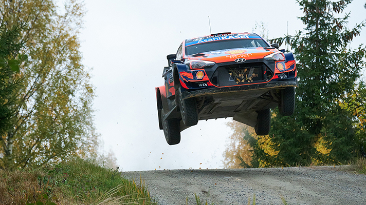 WRC rally car floating in the air