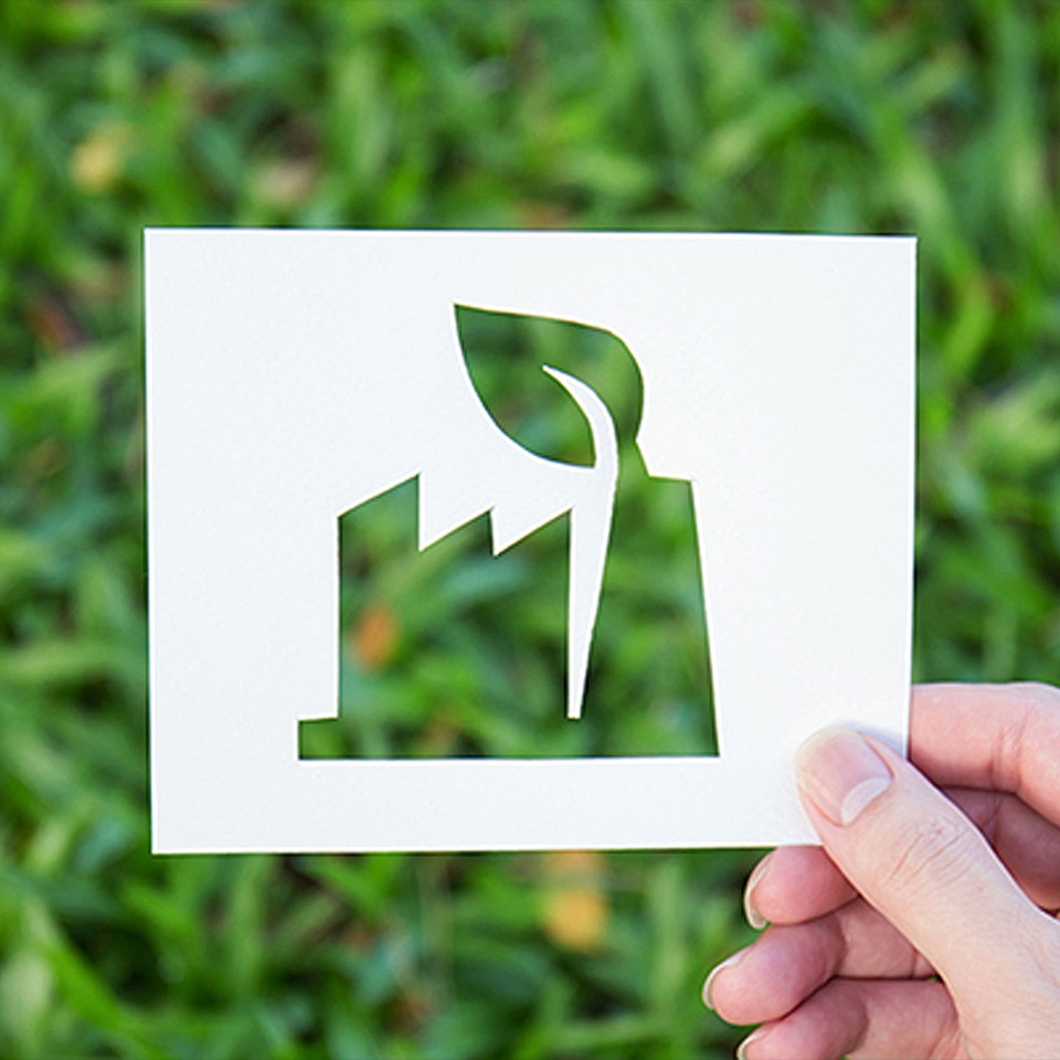 Image of eco-friendly mockup paper on the lawn