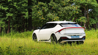 자연 속에 있는 EV6 후측면