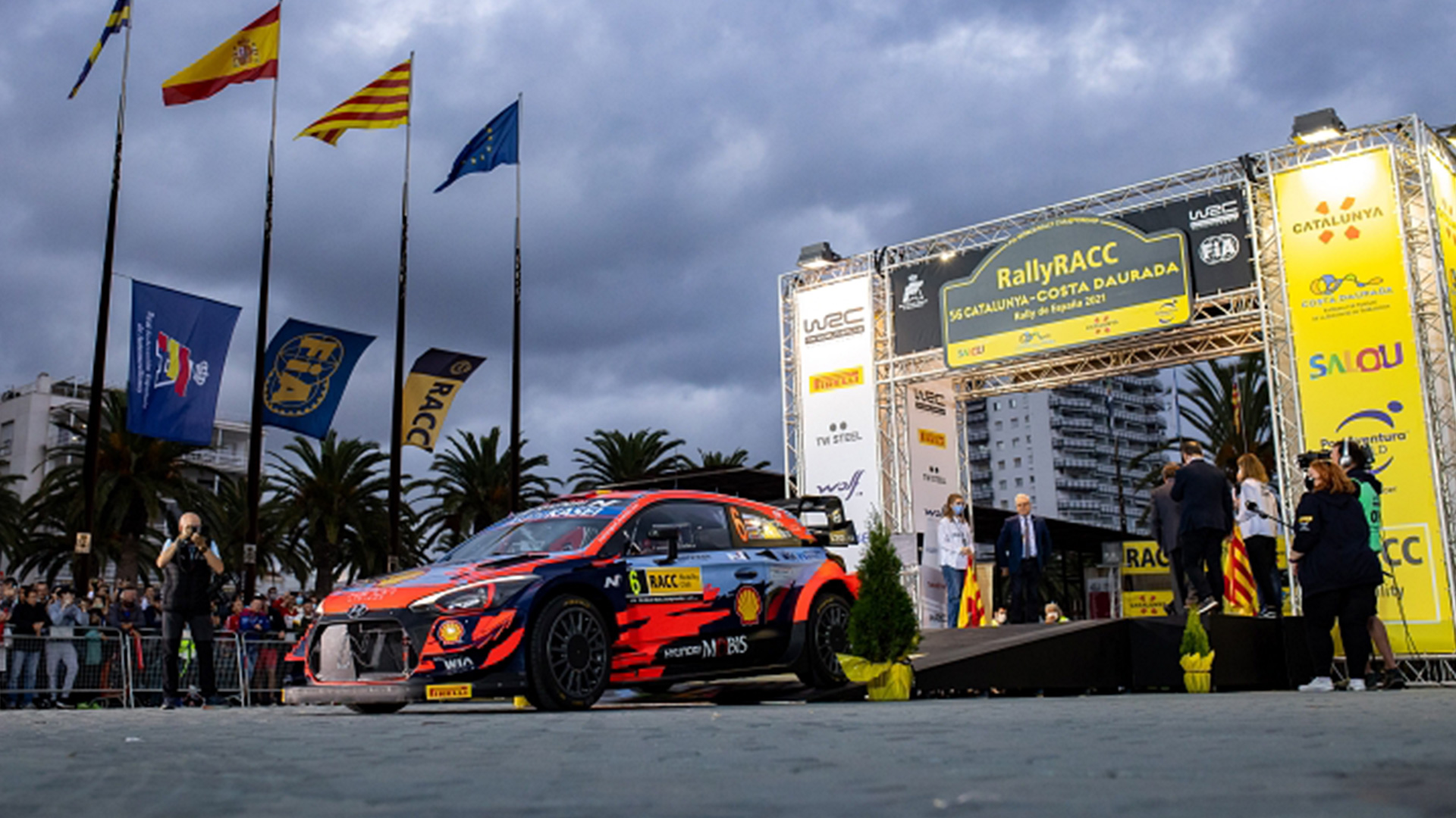 Hyundai WRC car Spain rally scene
