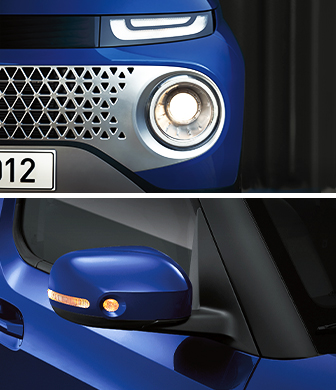 캐스퍼 헤드램프와 사이드미러 클로즈업