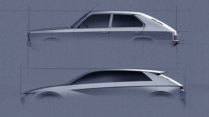 Comparing Hyundai Pony and EV 45 concept
