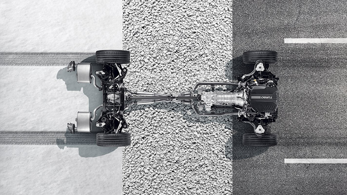 눈길, 자갈, 아스팔트 도로에 적응하는 제네시스 파워트레인의 모습