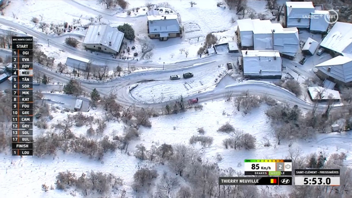 Sky view of the snow covered Monte Carlo course