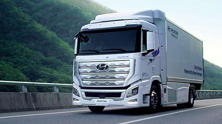 Hyundai FCEV XCIENT Fuel Cell driving on road
