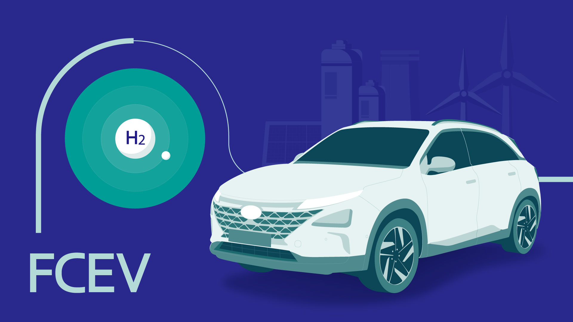 Illustration of the Power to Move Hydrogen Electric Vehicles