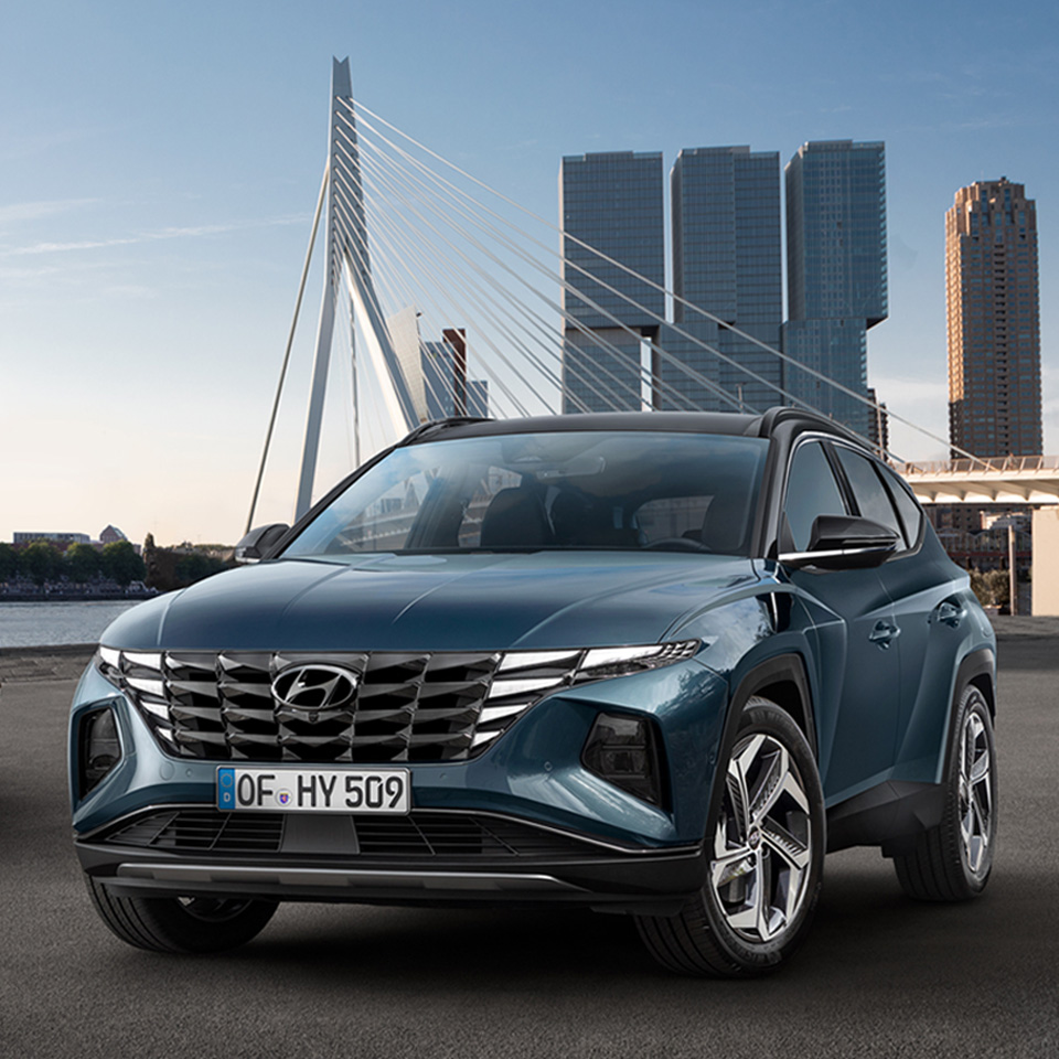 다리 배경의 현대자동차 투싼