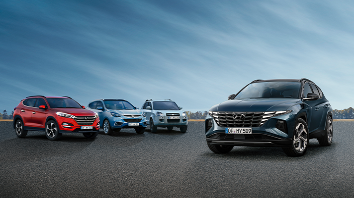 여러 대의 현대자동차 투싼