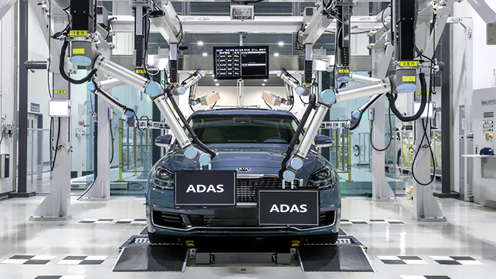 Vehicles undergoing ADAS quality inspection