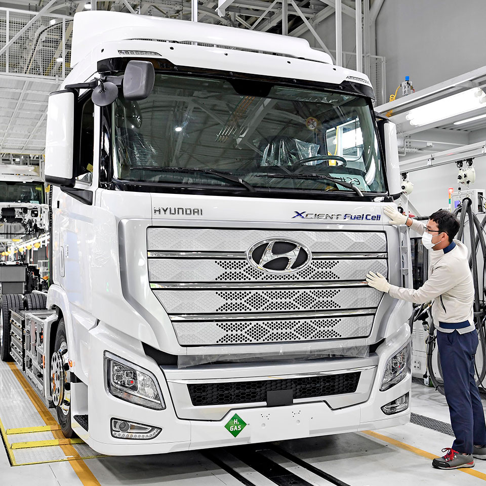 A worker who checking truck