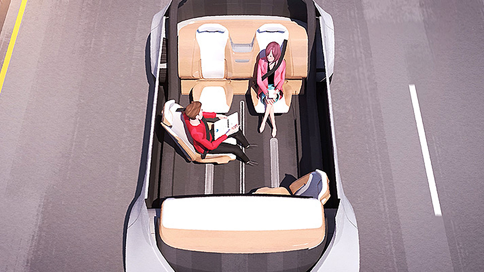 자율주행차 안의 가족