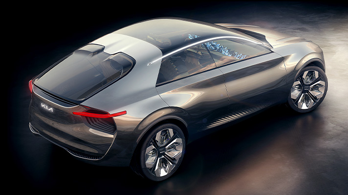 Back view of the new concept crossover electric vehicle Imagine by Kia