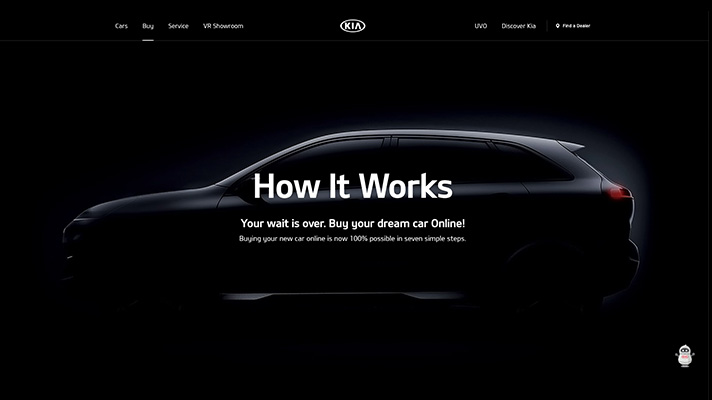 Screen of official online sales system on Kia Corporation' official website