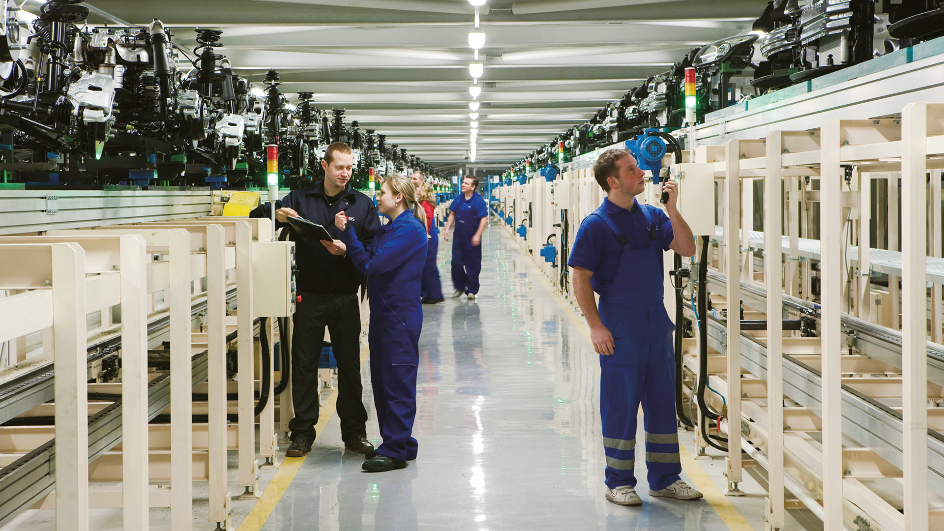 Inside view of the tunnel conveyor system that connects Hyundai Mobis’ Czech plant