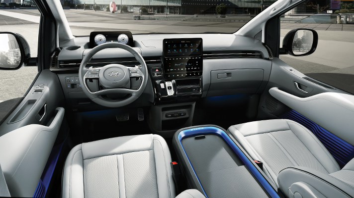 Front seat interior view of Hyundai STARIA