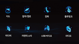 큐브 아이콘을 사용한 현대자동차의 아쿠아 GUI