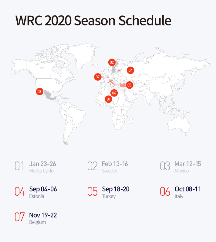 WRC 2020 season schedule